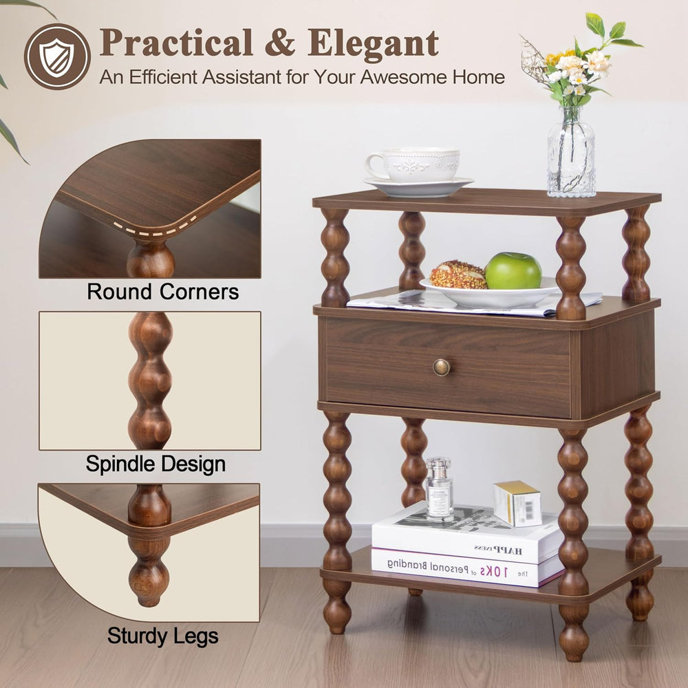 AWASEN Mid Century Modern Nightstand, Bedside Table with Storage, End Table