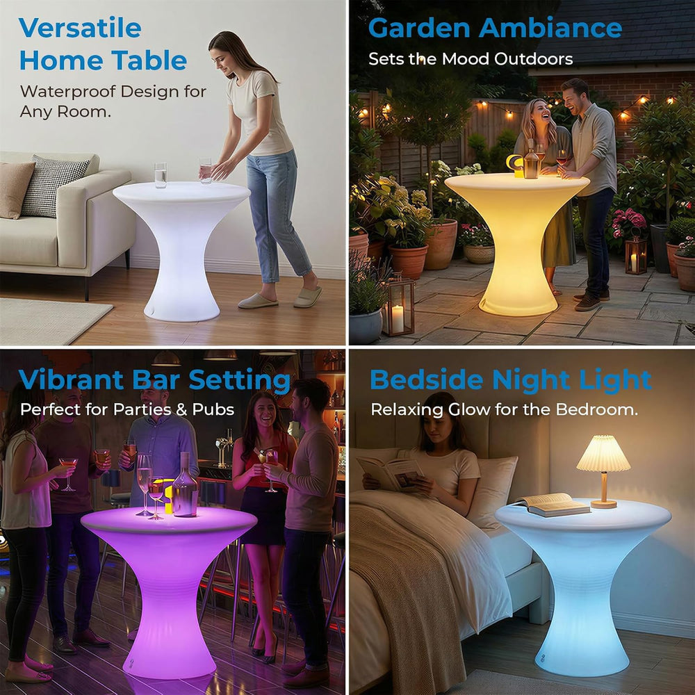 Mjkone 23" Height LED Bar Table with 16 RGB Multi-Colored Lights, Rechar...