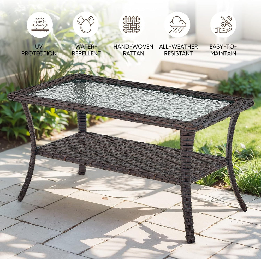 Patio Loveseat Glider Set, Resin Wicker Loveseat Glider with 2 Swivel Patio C...