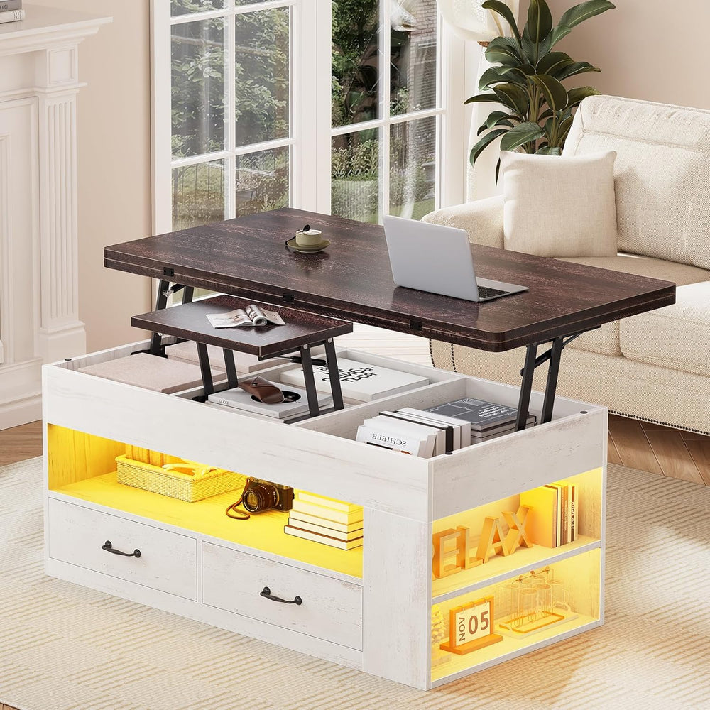 Itaar Lift Top Coffee Table, 4 in 1 Coffee Tables with Storage and Hidden Com...