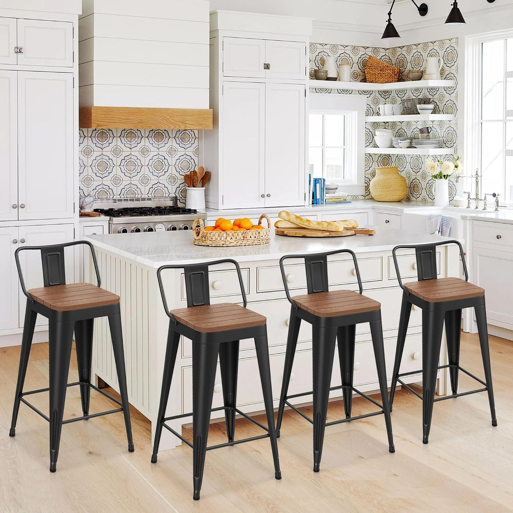 HAOBO Home 24" Barstools Metal Bar Stools Set of 4 Counter Height Stools