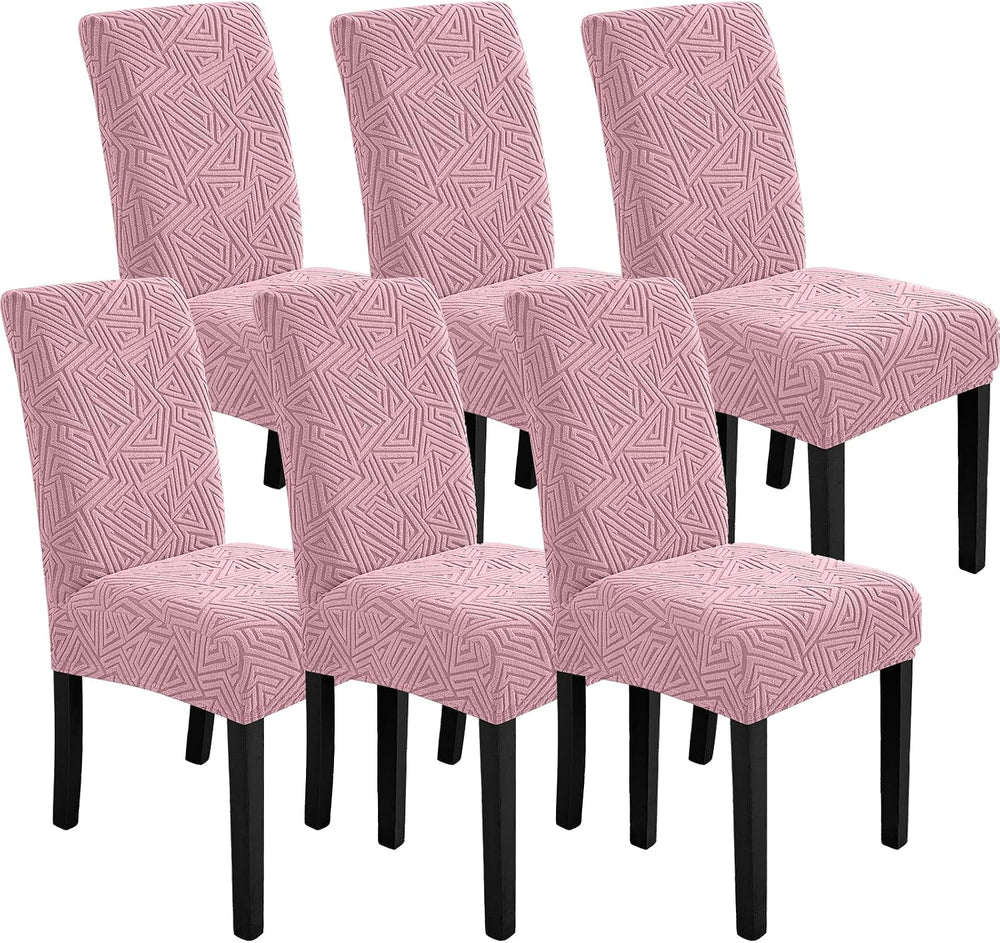 Stretch Spandex Chair Covers for Dining Chairs Set of 6, Pink