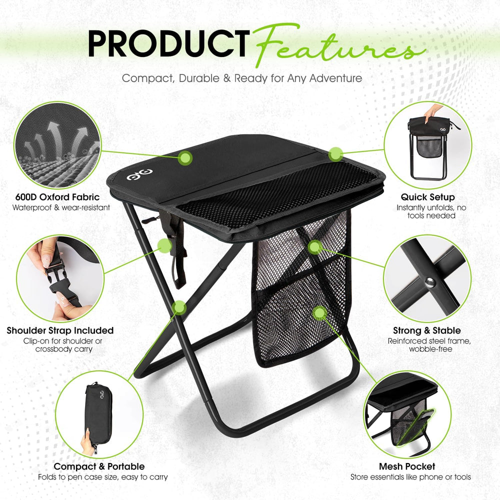 CAMDOOR Portable Folding Stool 16 Inch Collapsible Stool for Adults 400 lbs