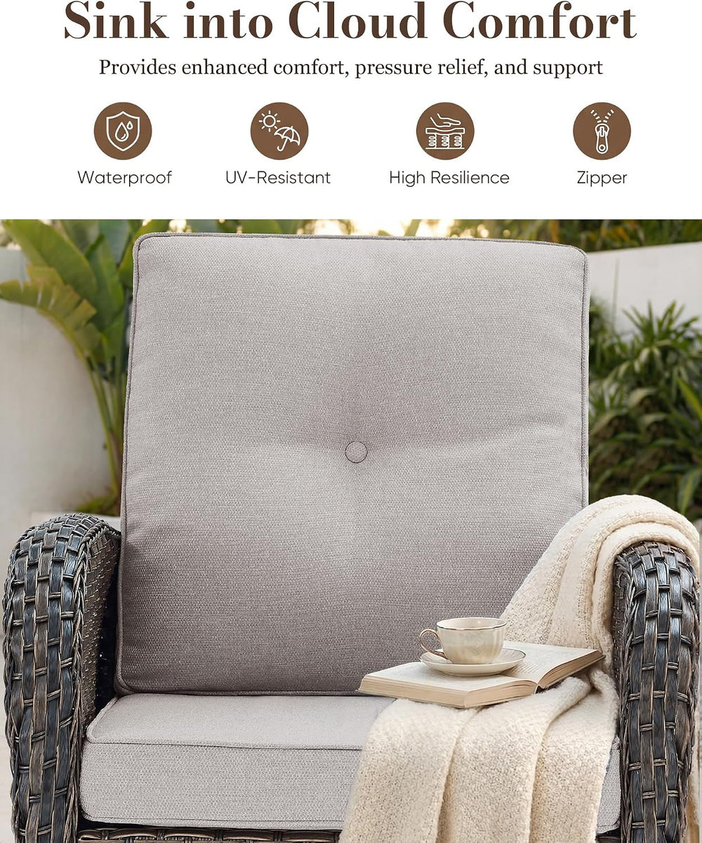 Belord Patio Wicker Chairs Swivel Rocker - Outdoor Swivel Rocking Chairs Set ...