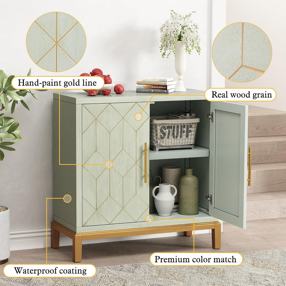 ARTPOWER Accent Cabinet with Doors, Modern Storage Cabinet, Green