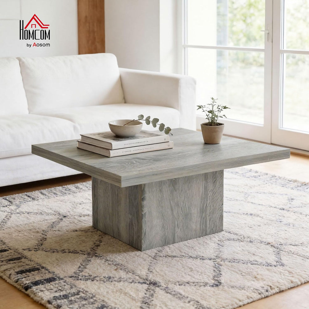 HOMCOM Square Coffee Table 1.6" Thick Tabletop 31.5"x31.5" Gra...