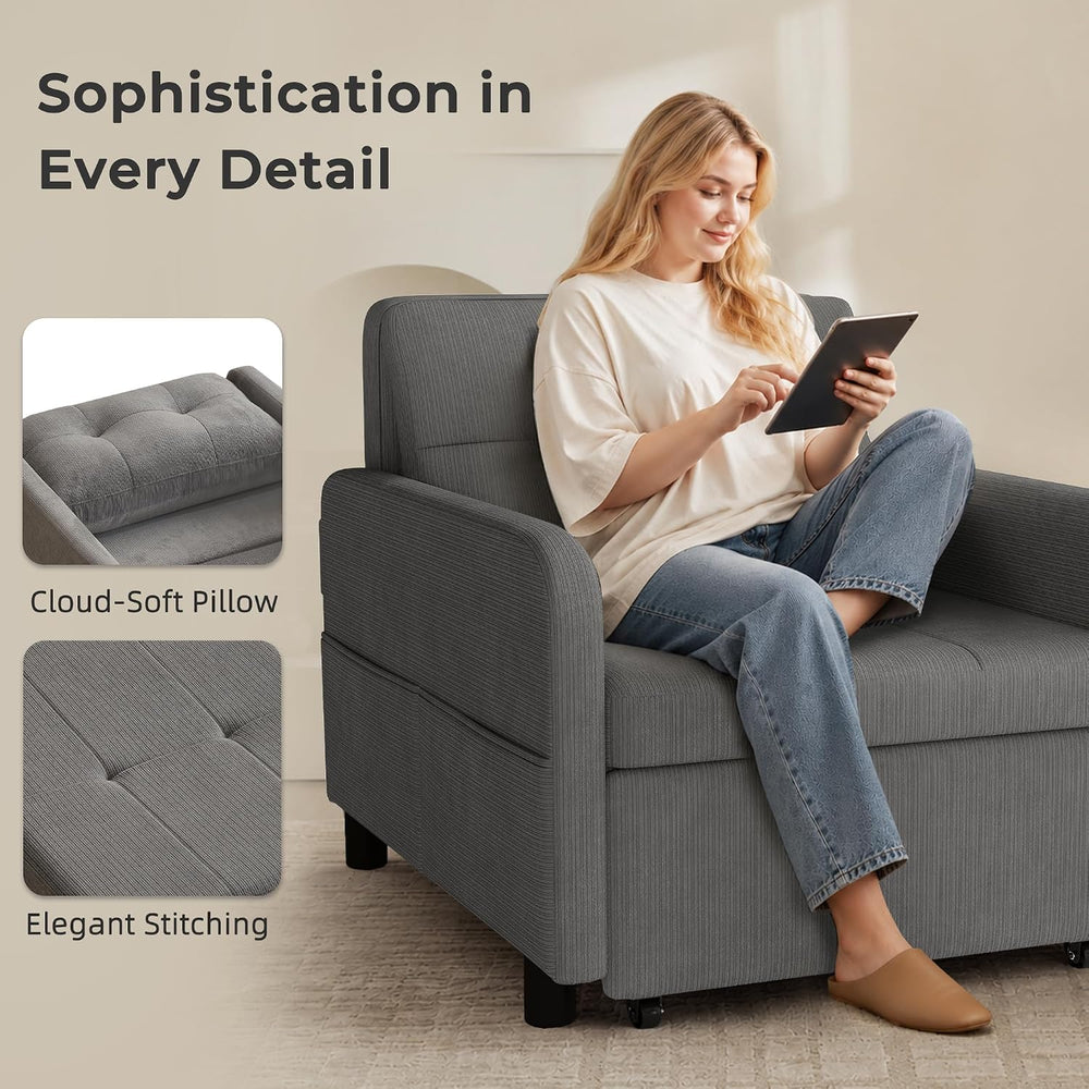 Deep Seat Sleeper Chair Bed, Zero Wall Clearance