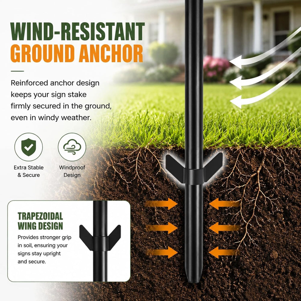 2 Pack 48 Inch Metal Yard Sign Stake for Outdoor Lawn Signs, Heavy Duty Rustp...