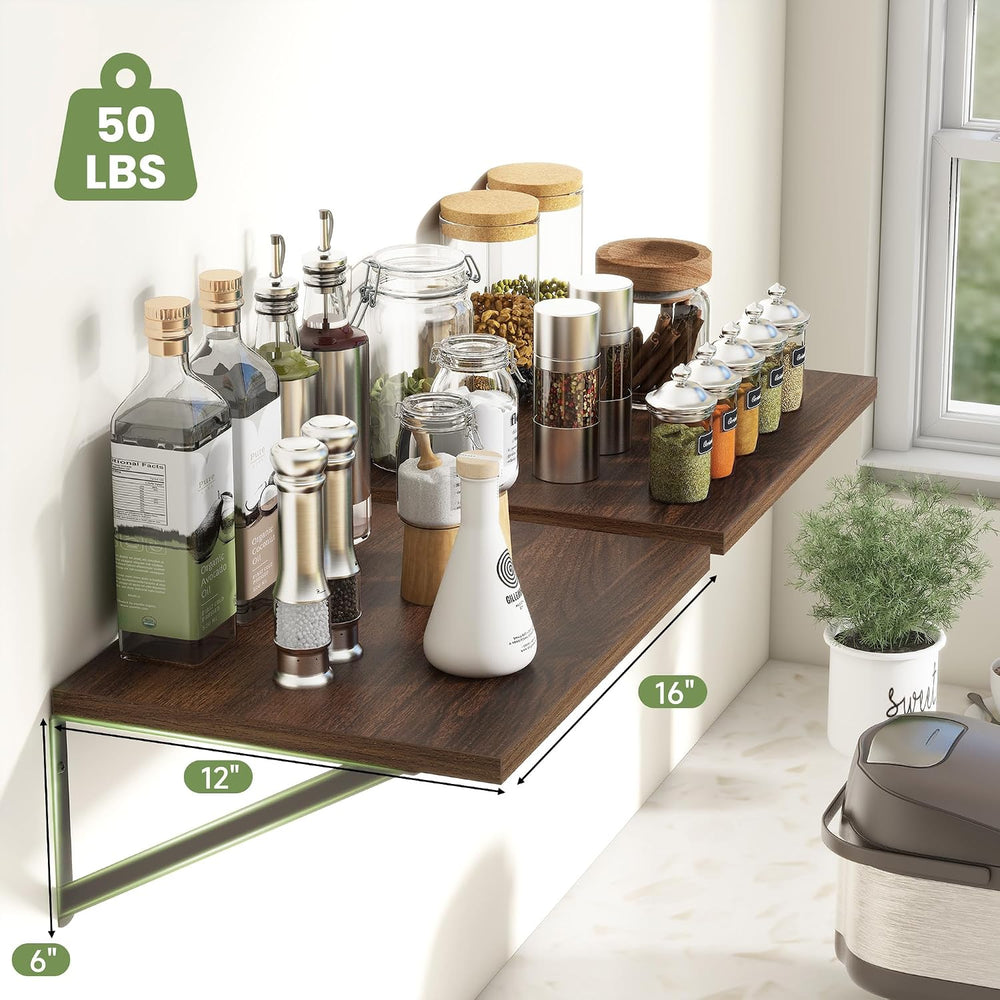 Heimlove 16W x 12D Deep Floating Shelves Set of 4 Natural