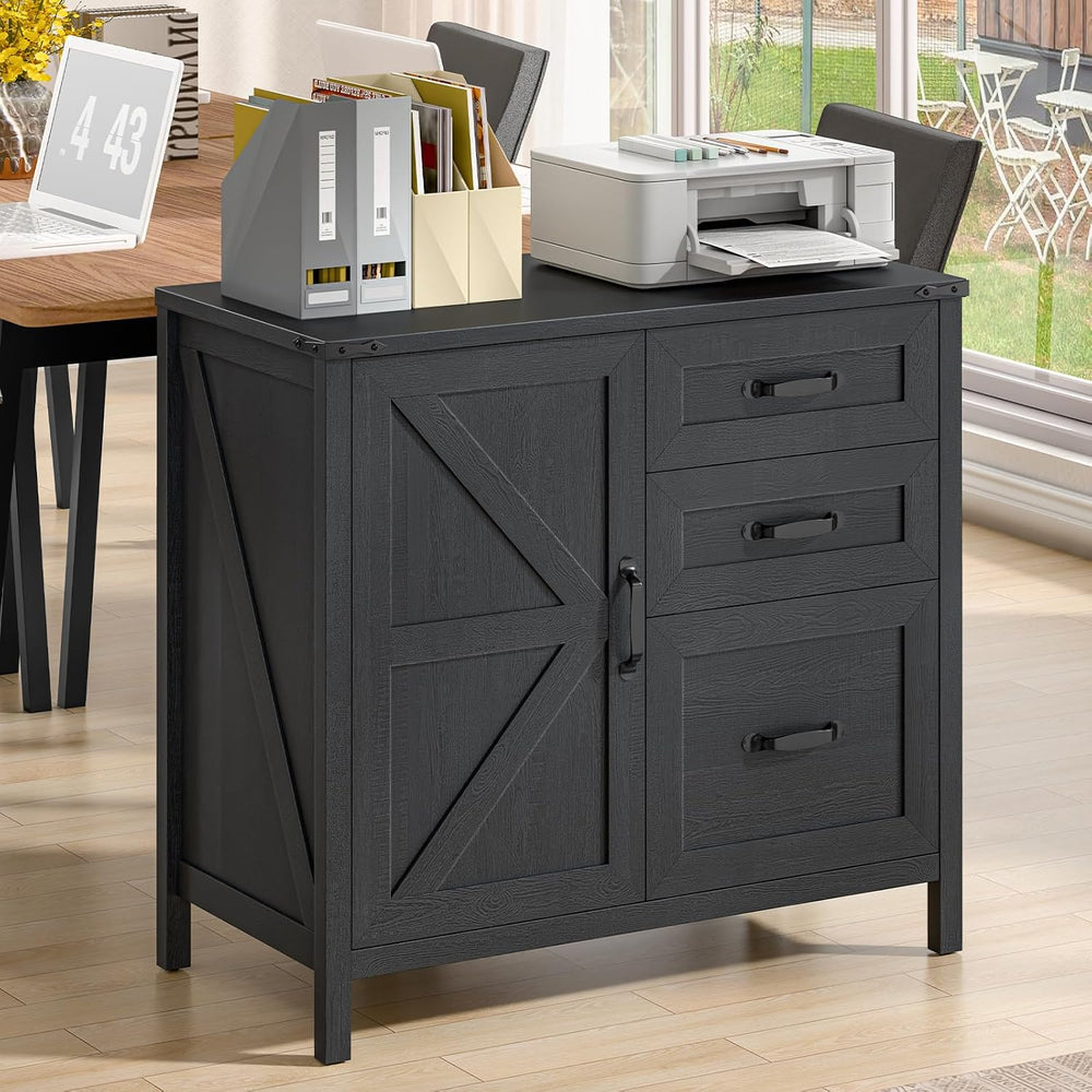 Befrases File Cabinet 3 Drawers Lateral File Cabinet with Adjustable Shelf fo...