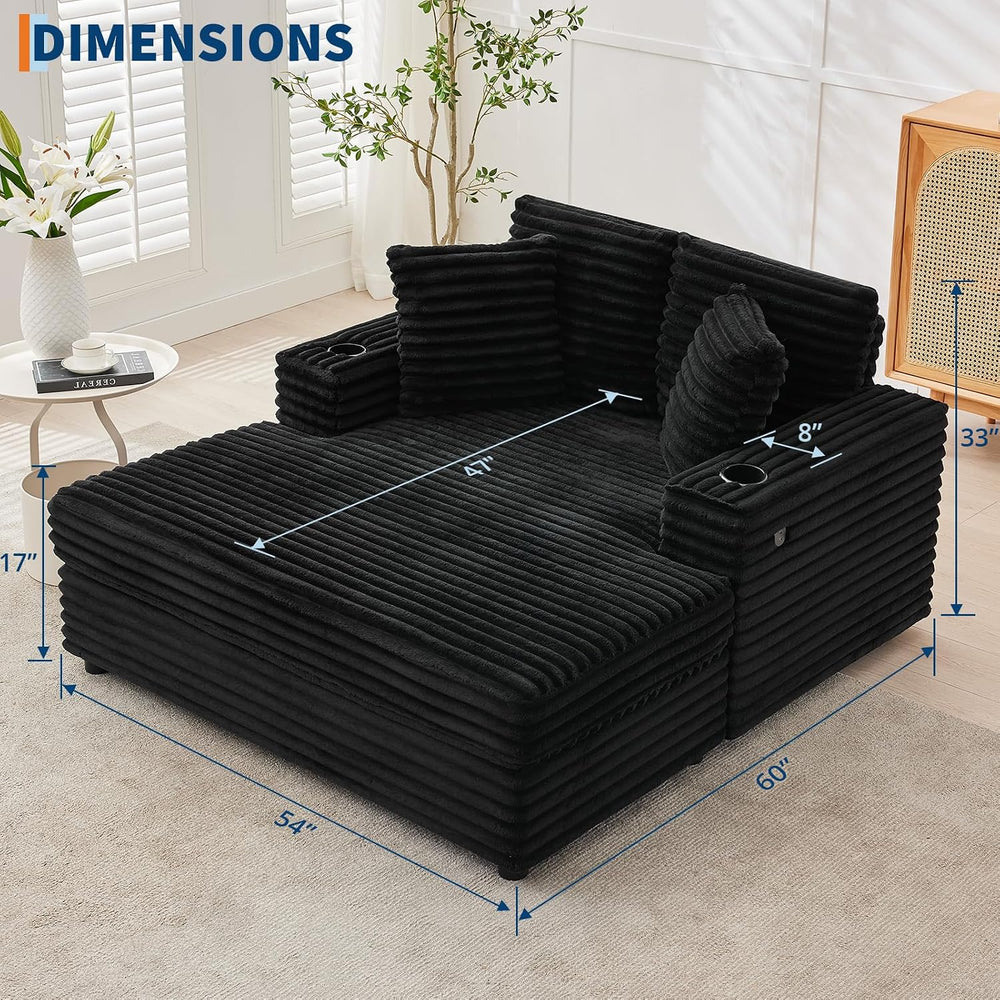 GarveeHome 60" Oversized Indoor Recliner Chair for Living Room, Black