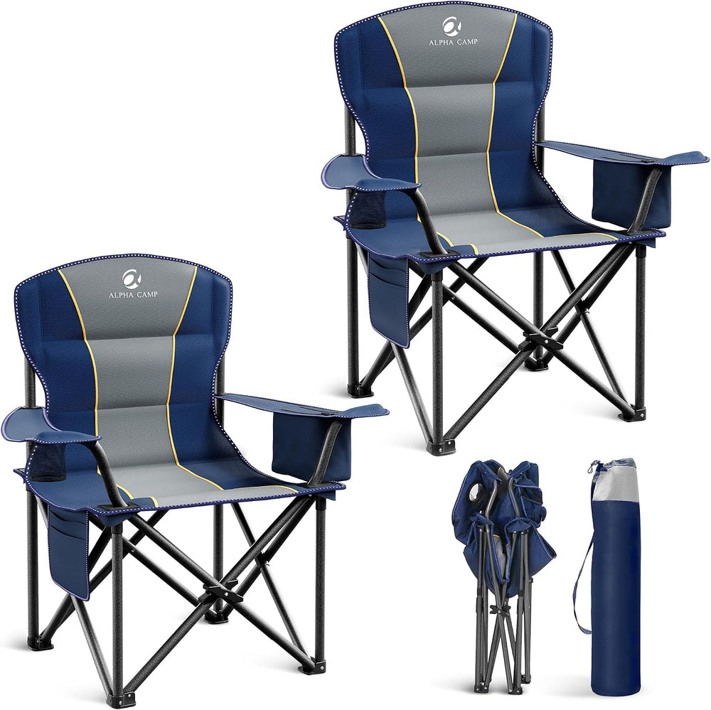 LET'S CAMP Folding Camping Chair Oversized Heavy Duty Padded Outdoor Chair
