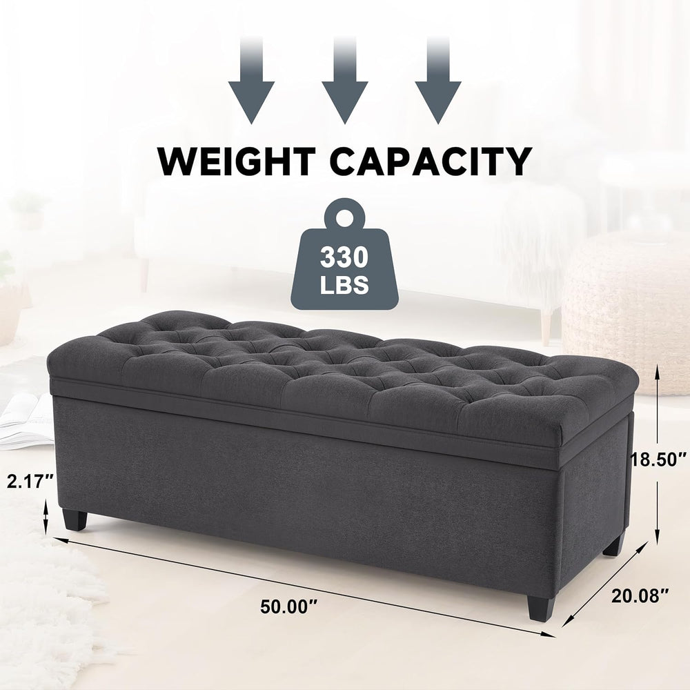 Mangodan 50 Inch Large Storage Ottoman, Tufted Ottoman with Storage