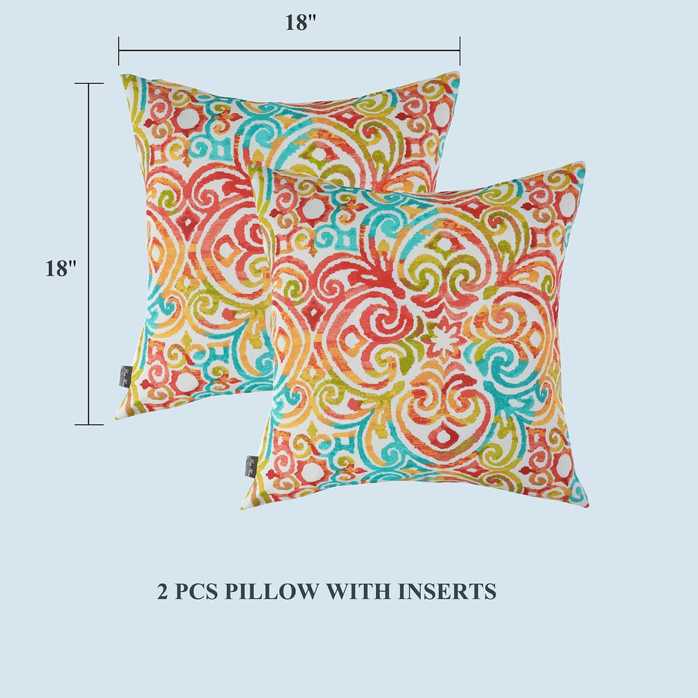 Outdoor Throw Pillows with Insert 18x18 Inch Pack of 2-Corinthian Dapple