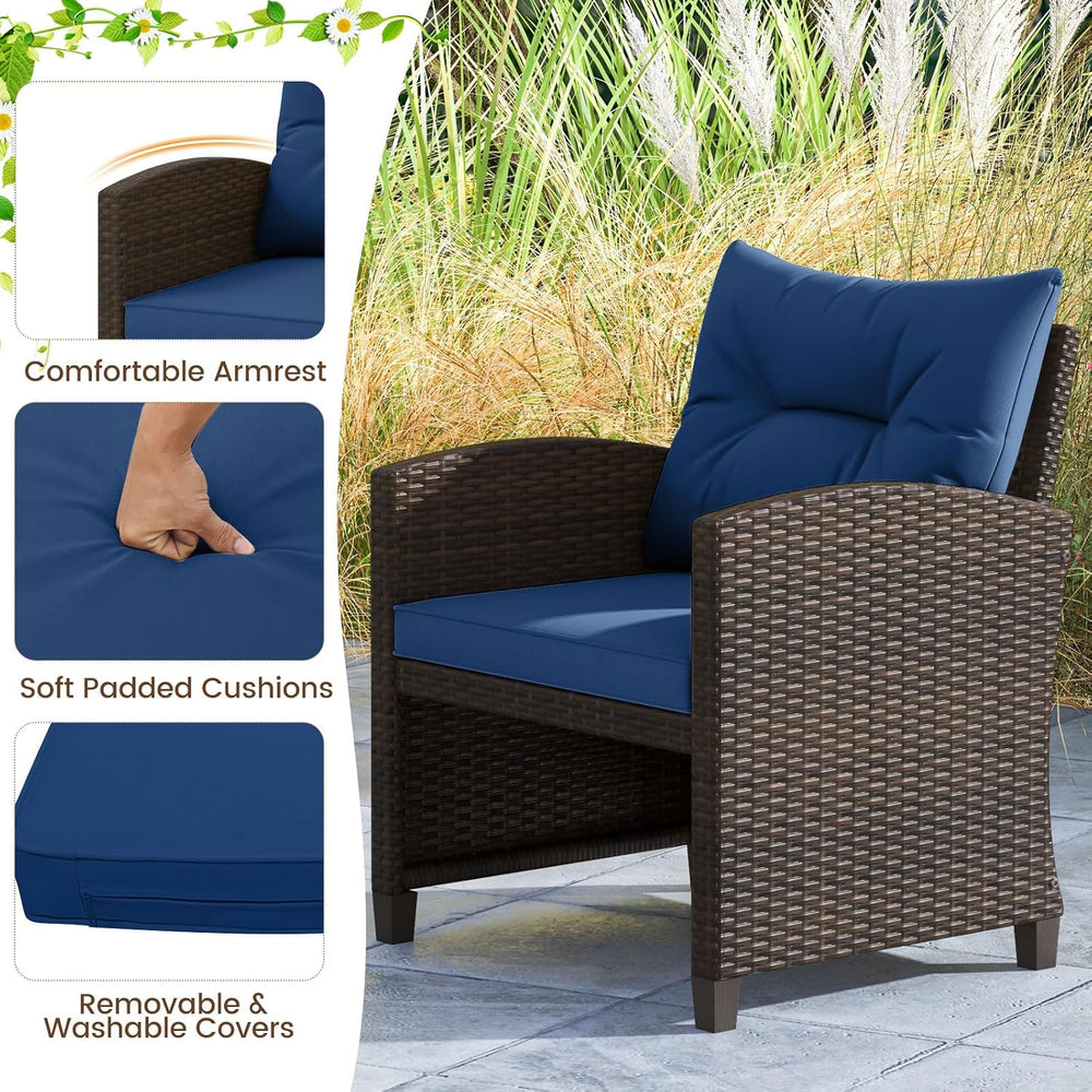 ORALNER 5 Pieces Patio Furniture Set with Ottoman, Wicker Conversation Set w/...