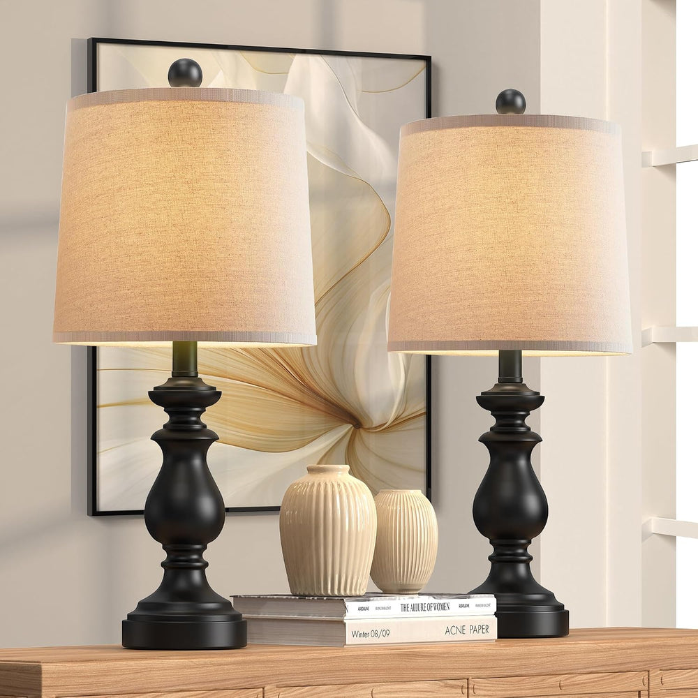 PARTPHONER Traditional Table Lamp Set of 2, Rustic Farmhouse Table Lamps for ...