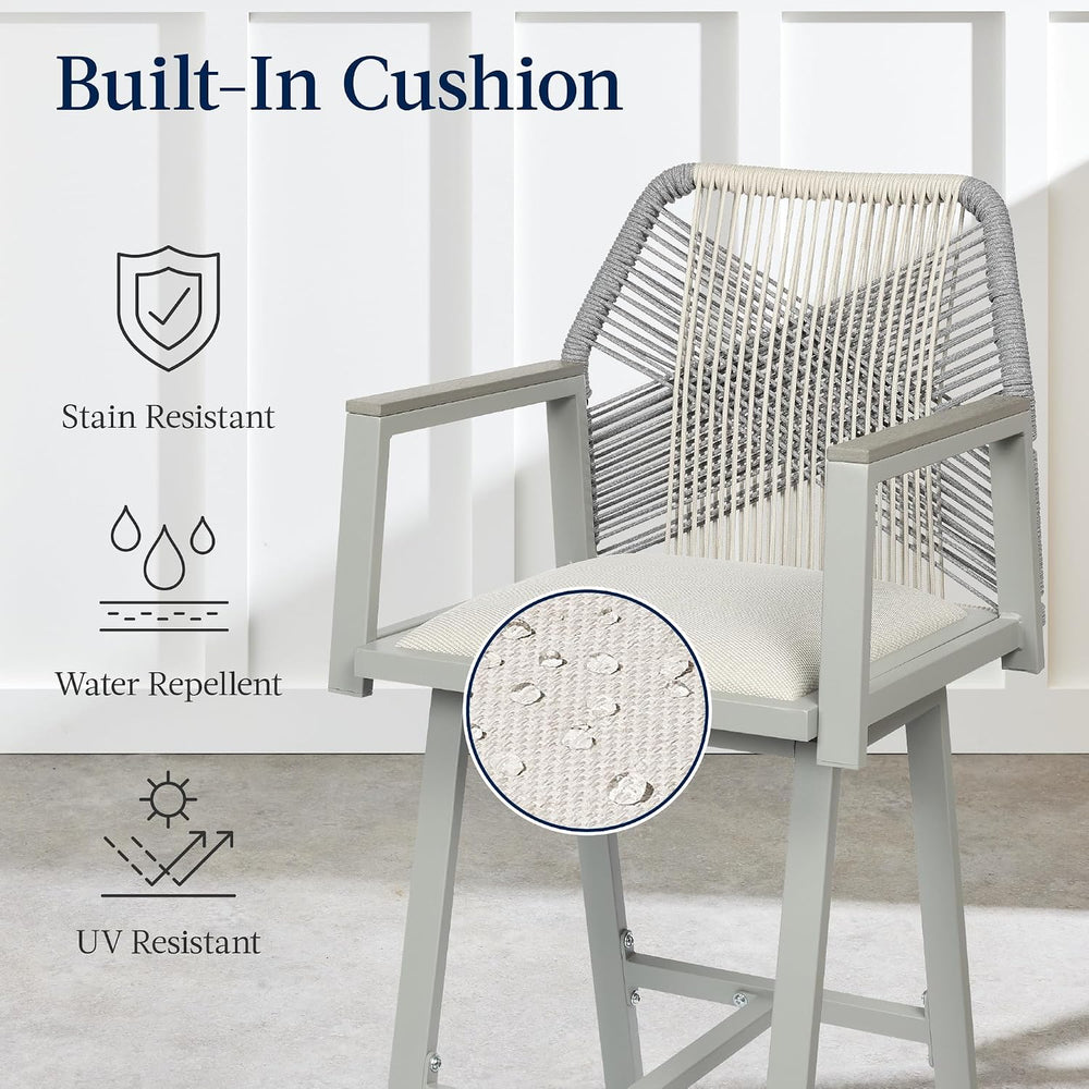 Best Choice Products Outdoor Bar Stools Set of 2, Bar Height, 360° Swivel Alu...