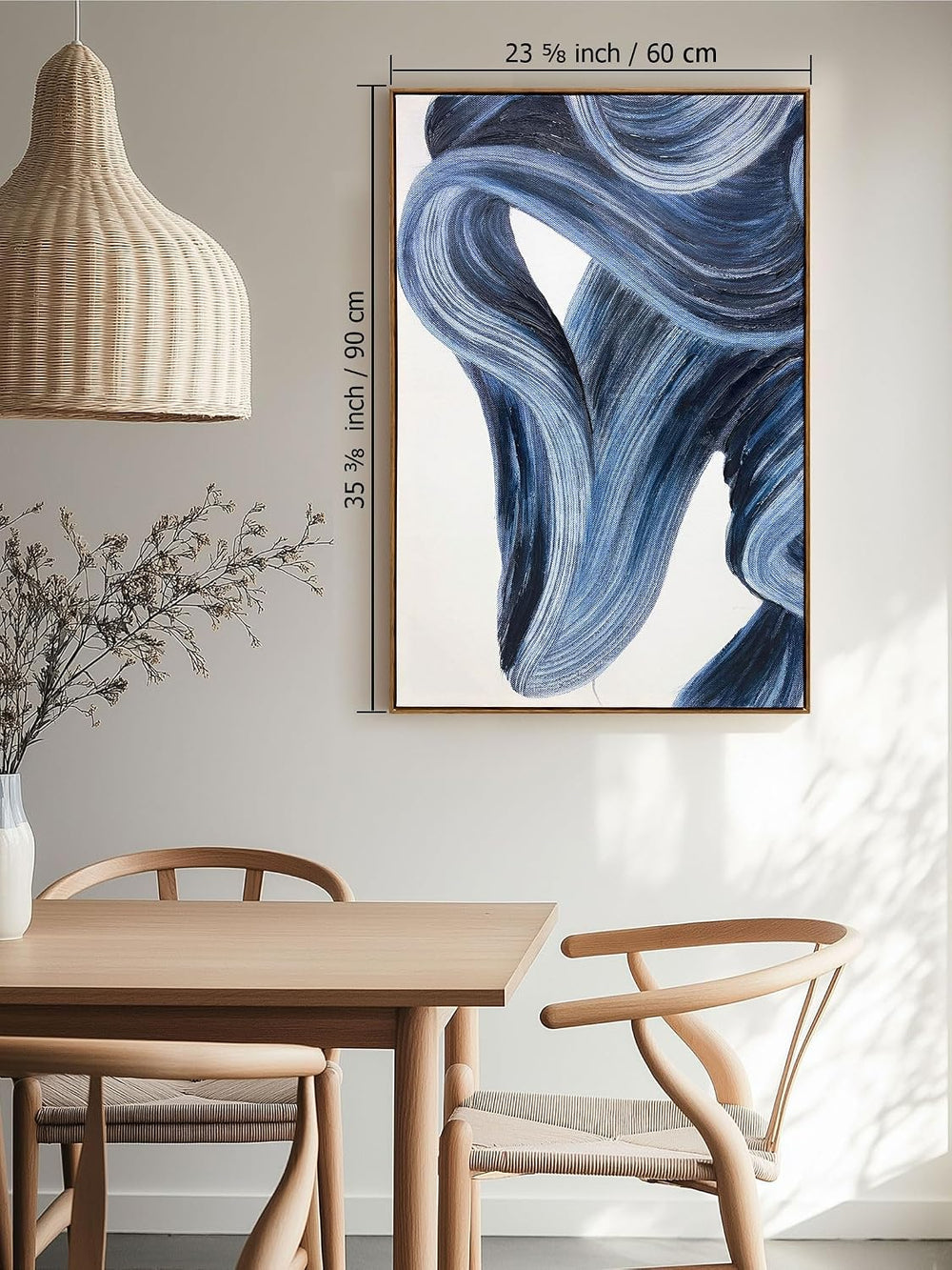 Zessonic Large Blue Abstract Modern Minimalist Graffiti Wall Art,24"x36&...
