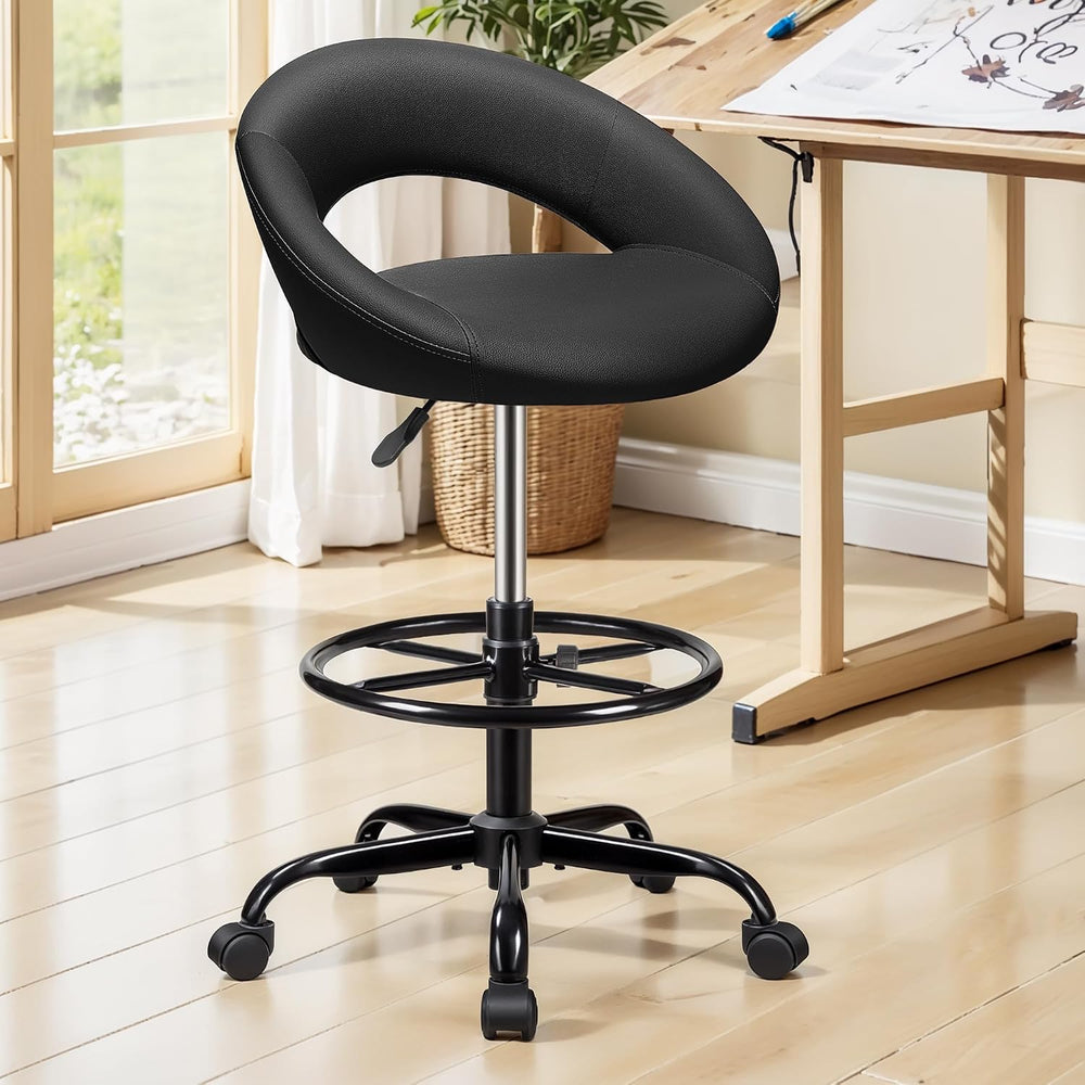 BESTFAIR Office Drafting Chair, Counter Height Bar Stools with Back Support