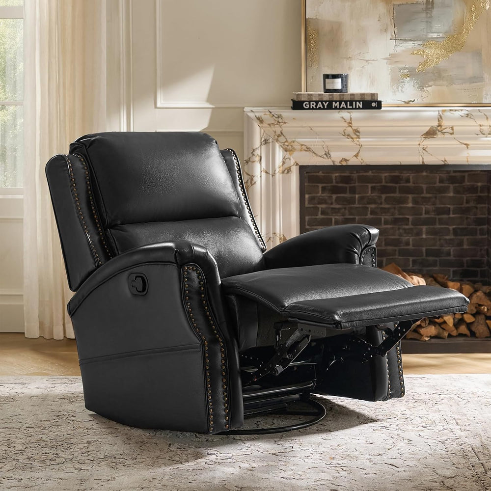 HULALA HOME Swivel Rocking Recliner, Black