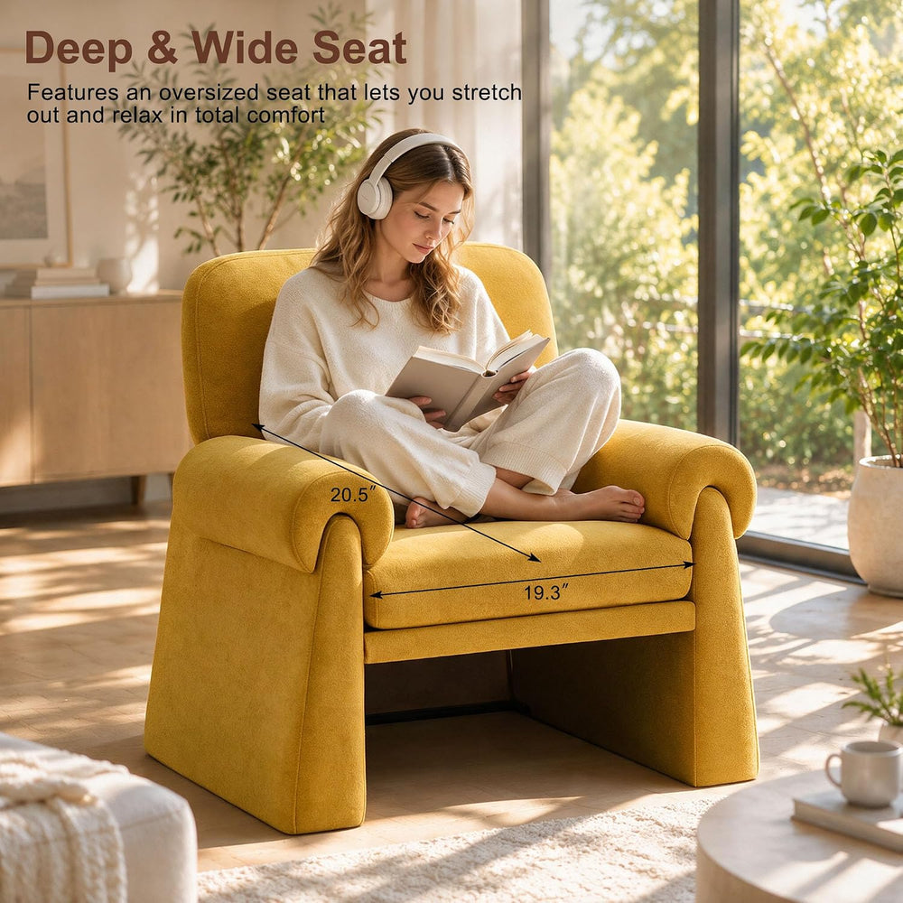 Oversized Accent Chair, Comfy Living Room Chairs, Single Sofa Chair with Thic...