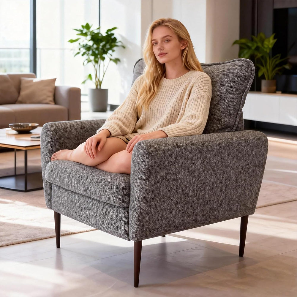 OLIXIS Comfy Accent Chair for Living Room Bedroom Waiting Room, Iron Gray