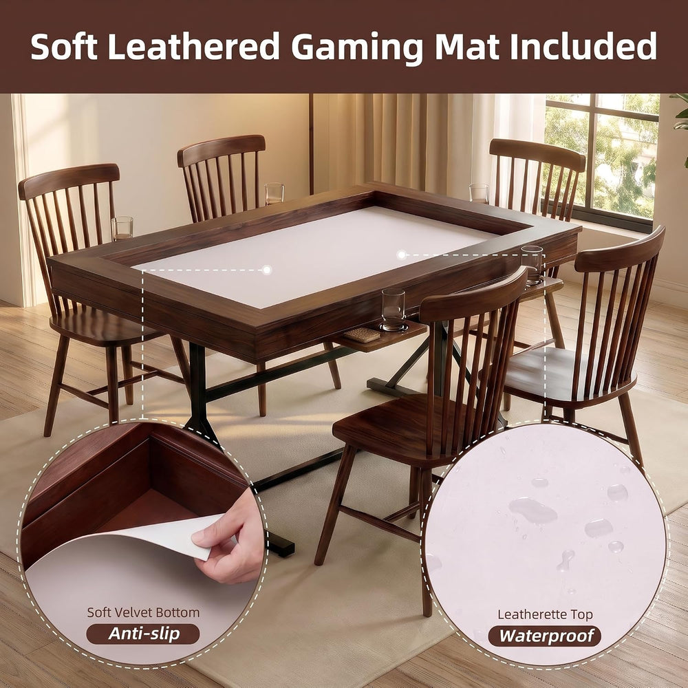 ARTETHYS Board Game Table with Mat & Removable Top Panels for 4-6 Players
