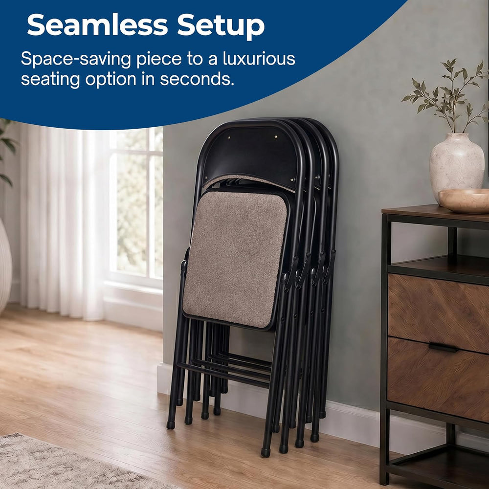 Sudden Comfort Deluxe Padded Folding Dining Chairs, Cinnabar/Corrin, 4 Pack