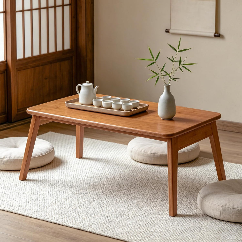 Folding Coffee Table, Japanese Bamboo Low Table for Living Room