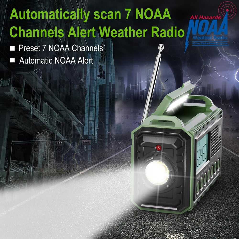 Raynic Emergency Radio, 12000mAh/44400mWh Battery Operated Weather Radio, Sol...