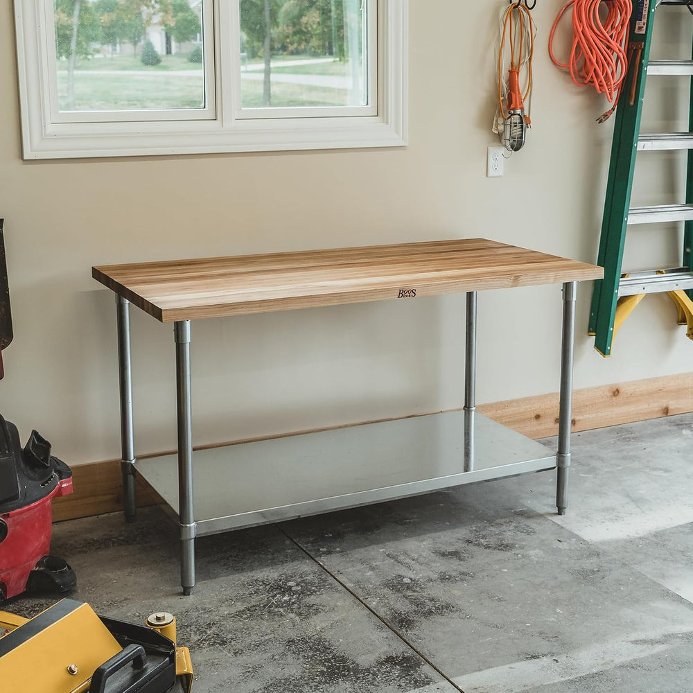 John Boos Maple Wood Top Work Table, 48”x24”x36”, 1.5” Thick Tabletop