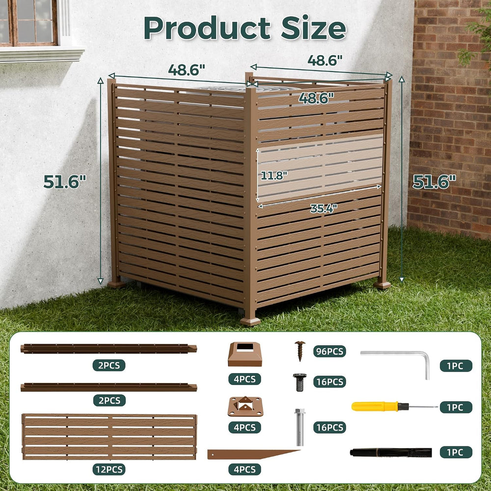 3 Panels Outdoor Air Conditioner Fence, 48" W X 51" H No-Dig Outdoo...
