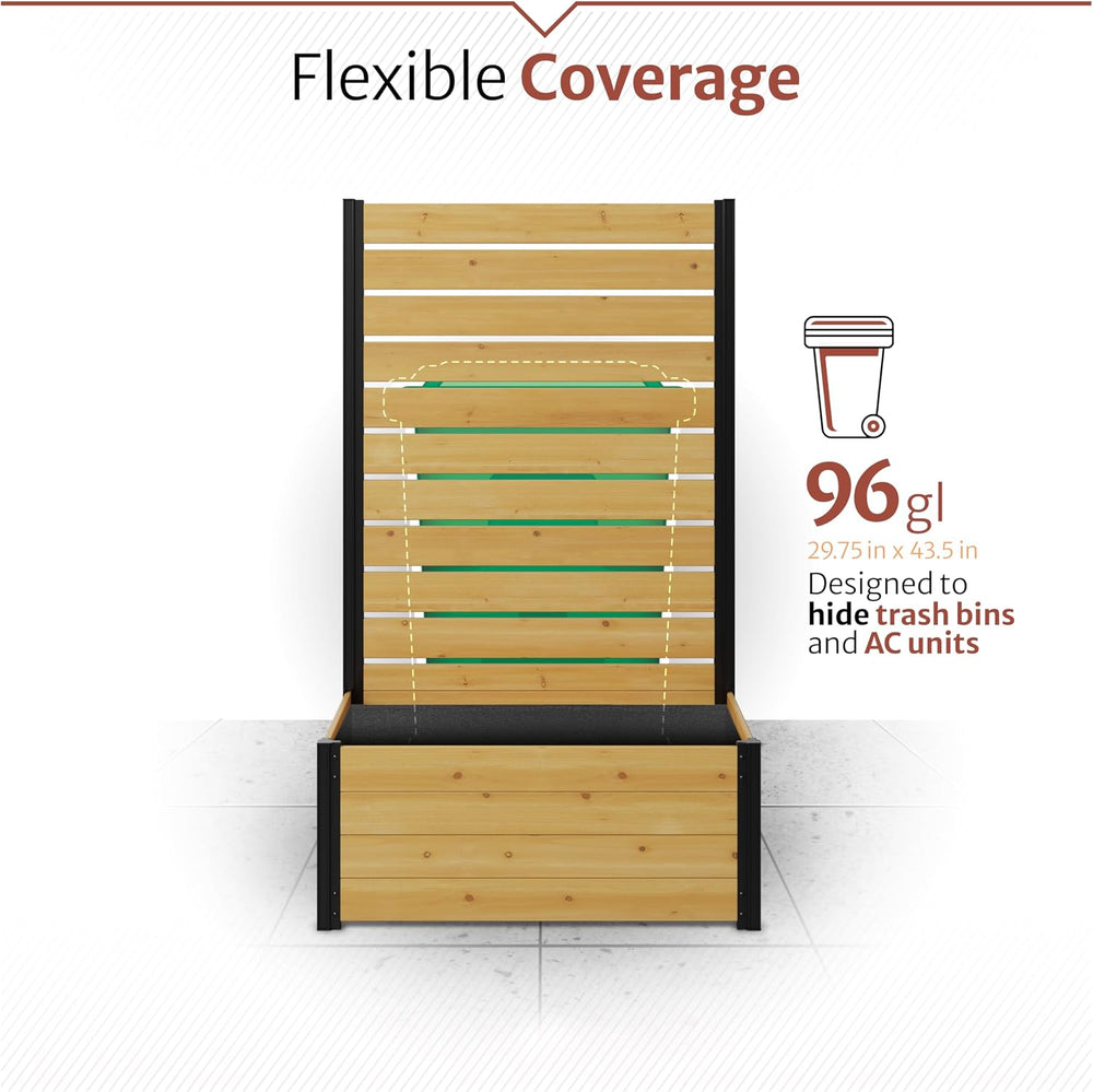Enclo 6ft Concord Privacy Screen w/Planter Box, Freestanding, Cedar Wood
