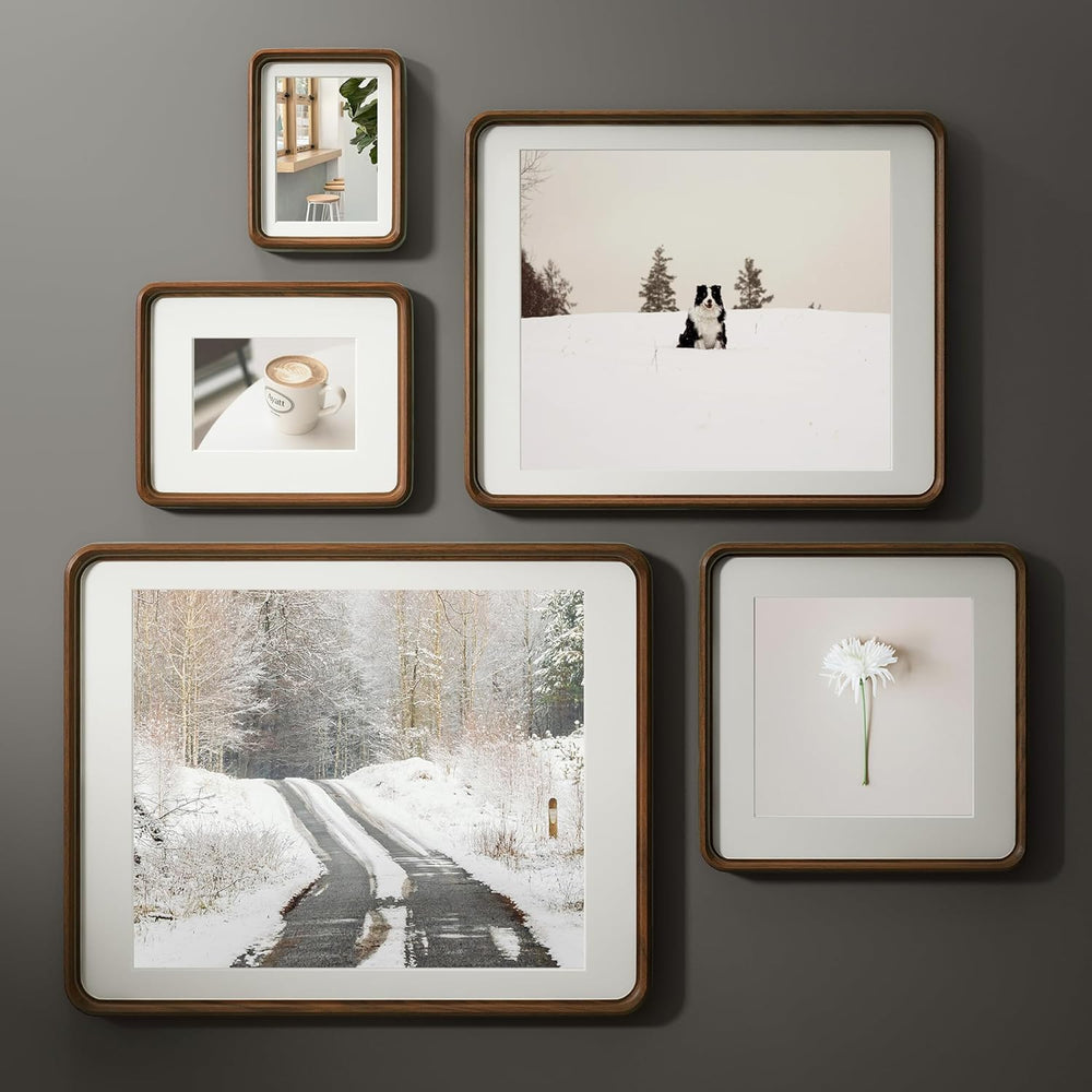 16 x 20 Picture Frame, Solid Walnut Wood Frame Matted for 11x14 Photos