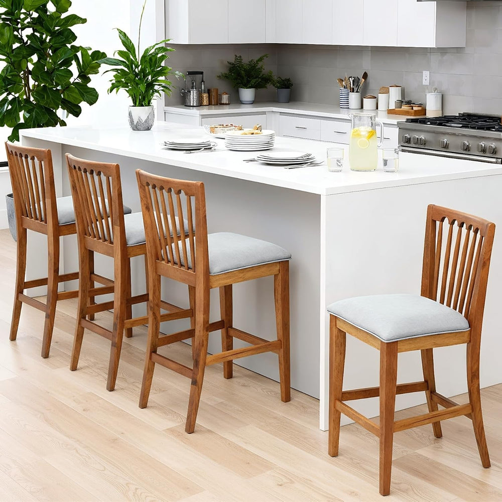 chairus 25" Farmhouse Counter Height Bar Stools Set of 4, Chenille Uphol...