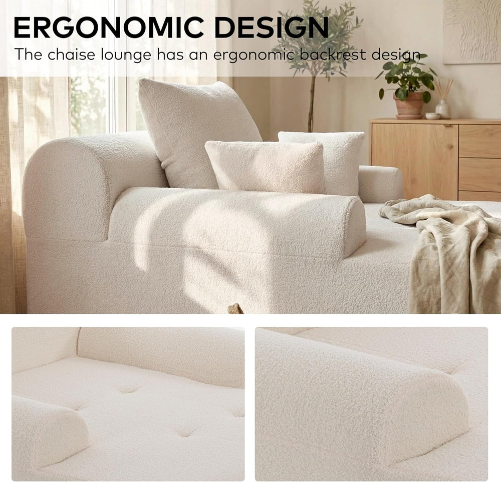 65" Boneless Chaise Lounge Chair Indoor, Oversized Reading Lounger with ...