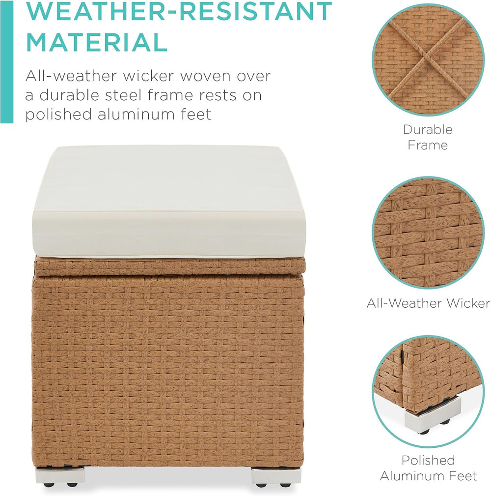 Best Choice Products Set of 2 Wicker Ottomans, Multipurpose Outdoor Furniture...