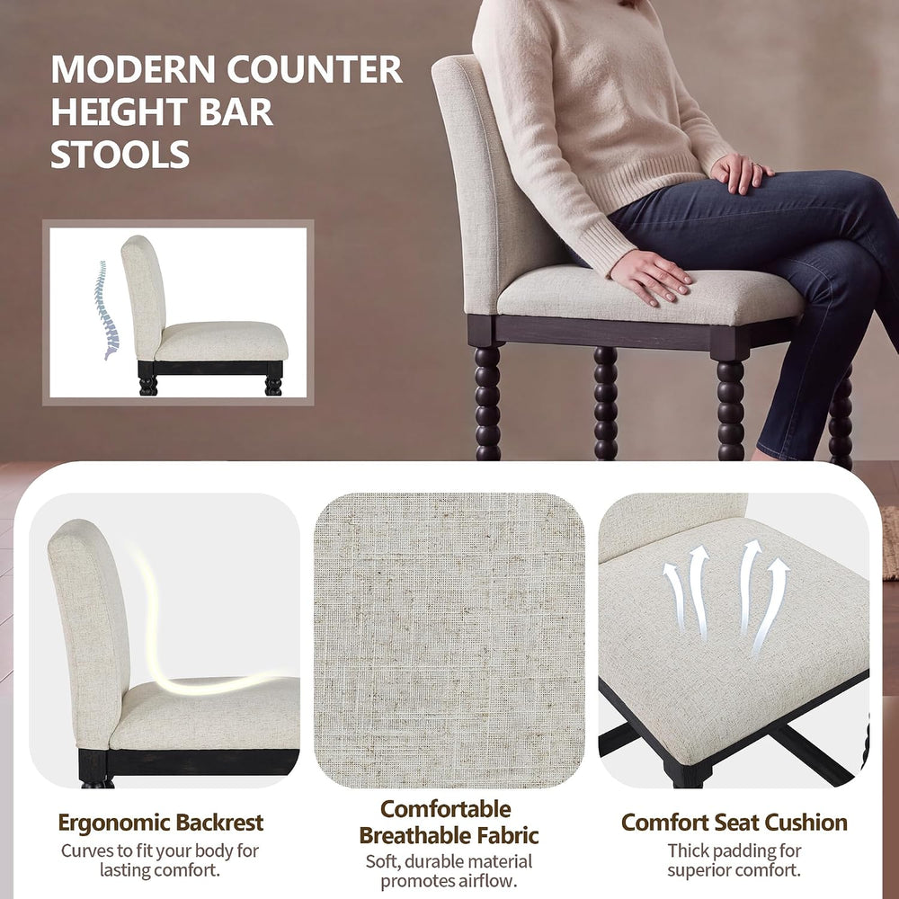 DUHOME Spindle Counter Stool with Padded Spring Seat