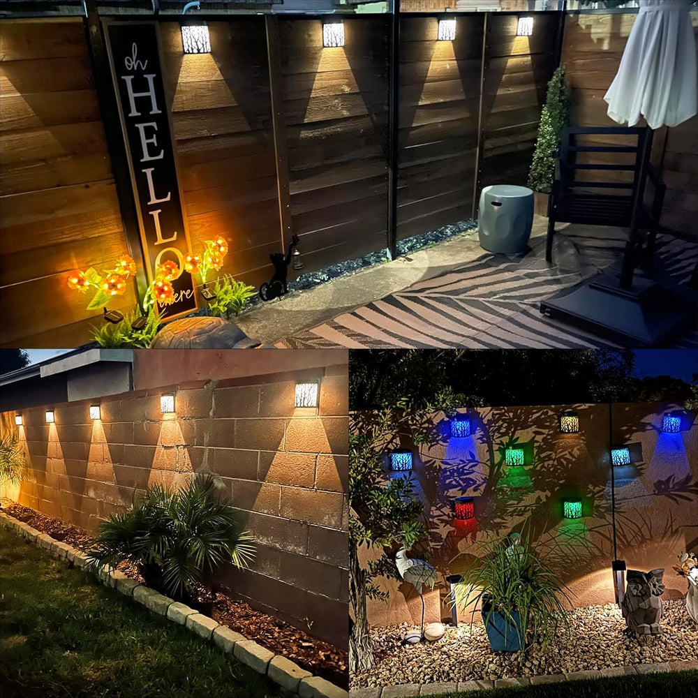 DenicMic Solar Wall Lights Outdoor Wall Sconce Fence Lights Solar Powered