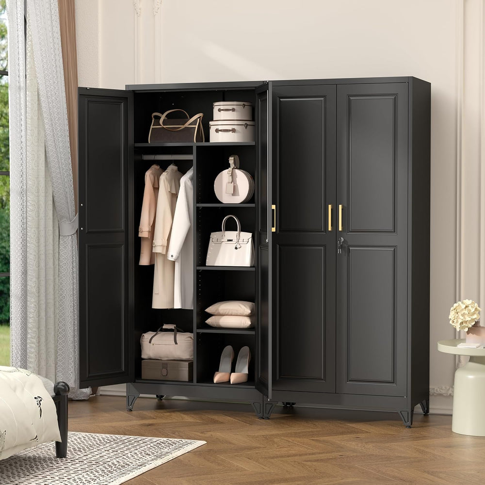 Polup 71" Tall Metal Armoire Wardrobe Closet with Lock