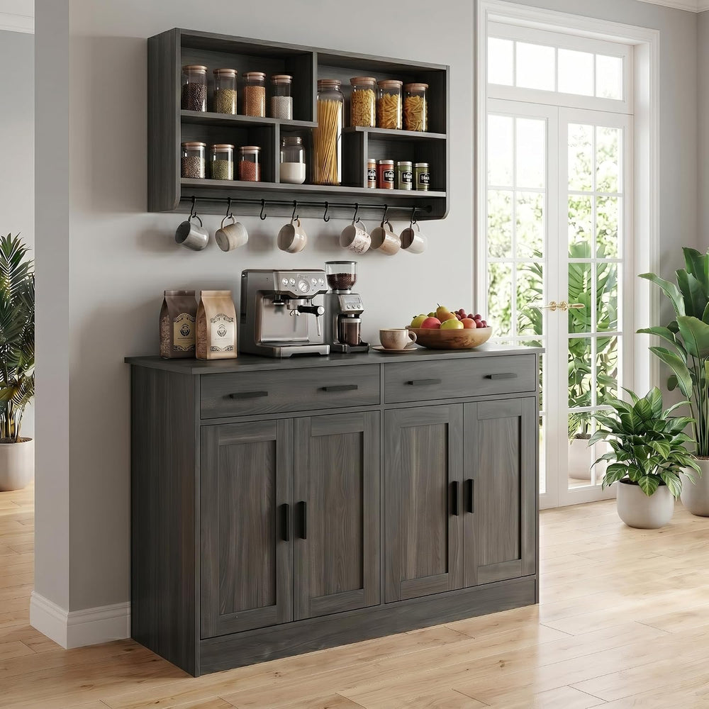 Anystyle 53" Dark Grey Buffet Cabinet with Storage, Kitchen Sideboard Bu...