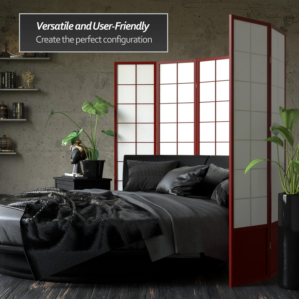 Red Lantern 6 ft. Tall Zen Shoji Screen - Rosewood - 3 Panels