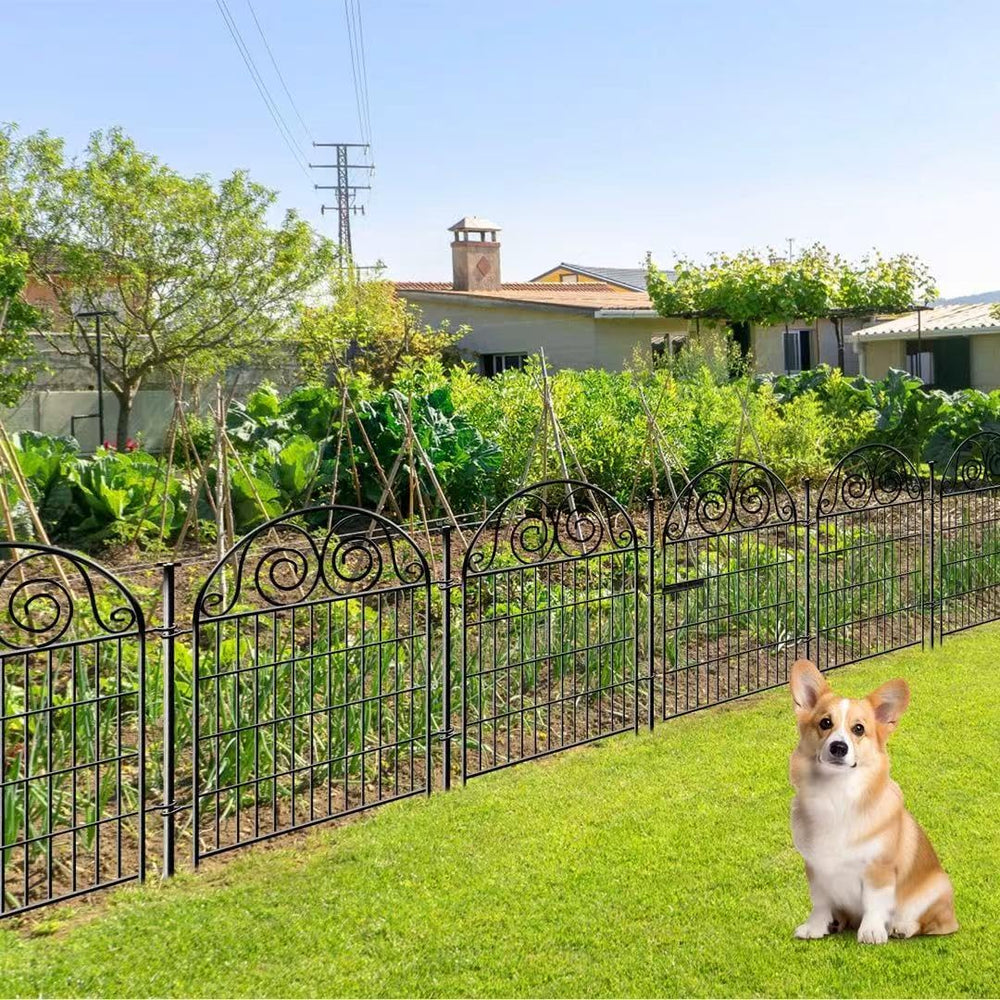Getlay Tall Garden Fence Animal Barrier with Gate, 32 in(H) 16 Panels Garden ...