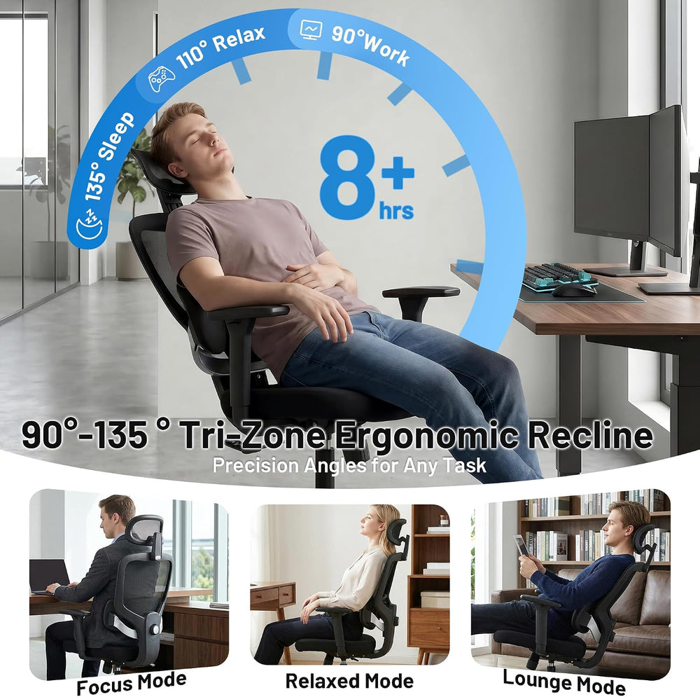 Ergonomic Office Desk Chair, High Back Breathable Mesh Computer Chair, 3D Lum...