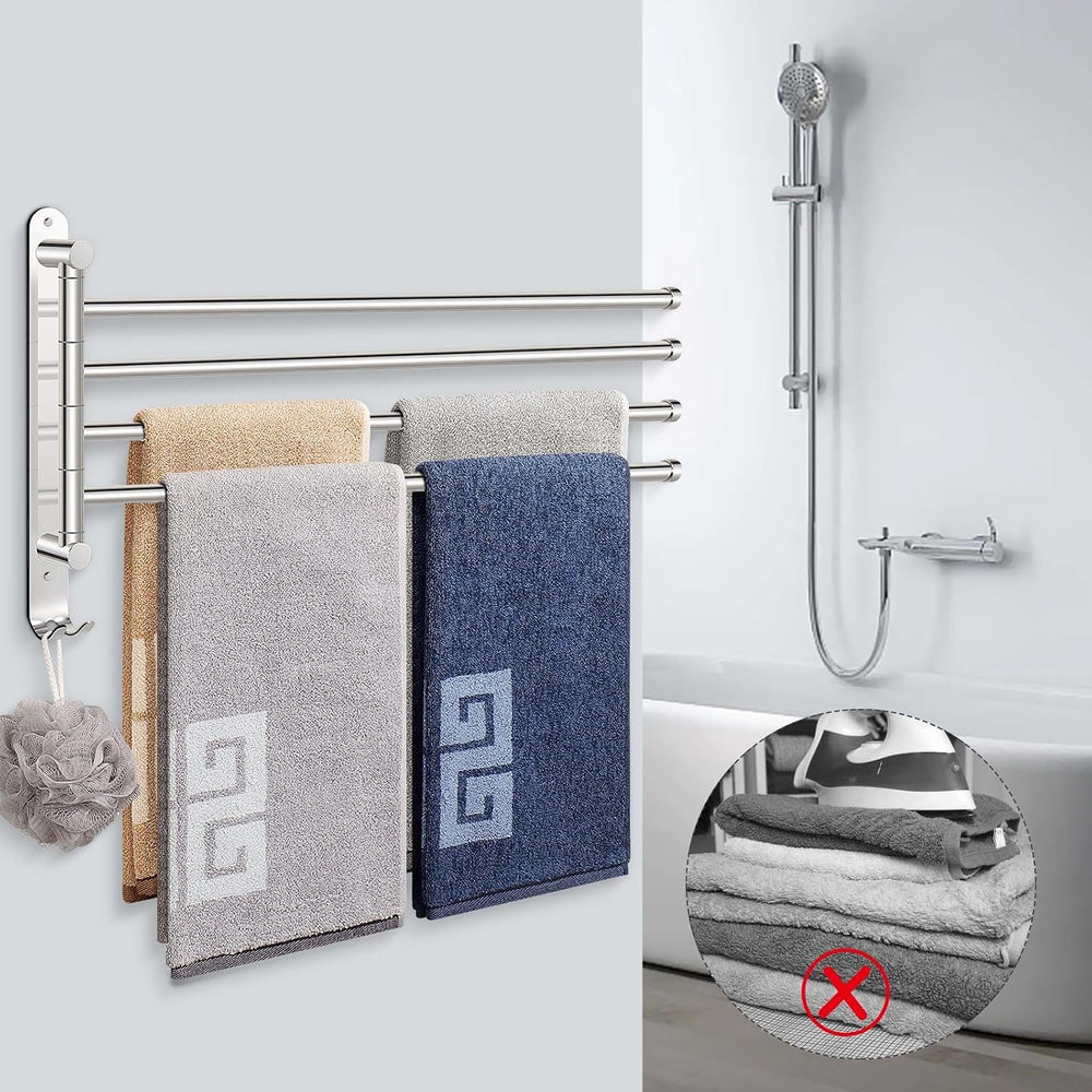 NearMoon Swivel Towel Rack, 19.5" Thicken 304 Stainless Steel 4-Arm Towe...