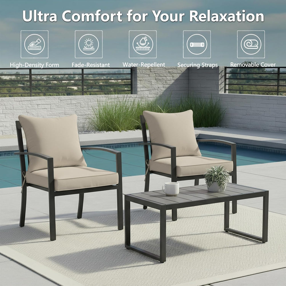 22x22 Inch Patio Chair Cushions Set of 2, Outdoor Furniture Cushions - Remova...