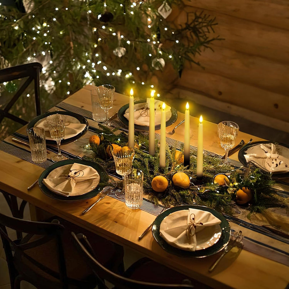 Homemory 12 Pcs Flameless Taper Candles with Remote Timer Dimmer, 11 inches I...