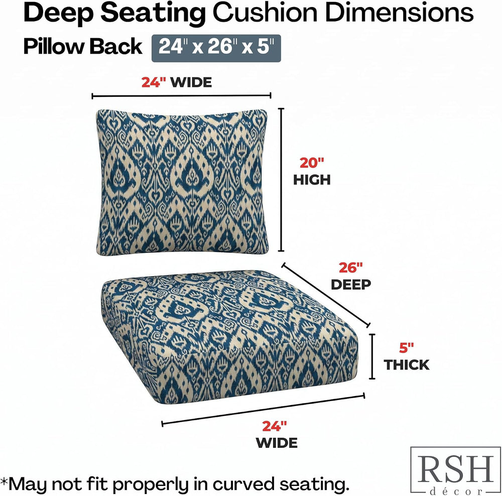 RSH DECOR Deep Seating Cushion with Pillow Back | 24” x 26” x 5" Seat | ...