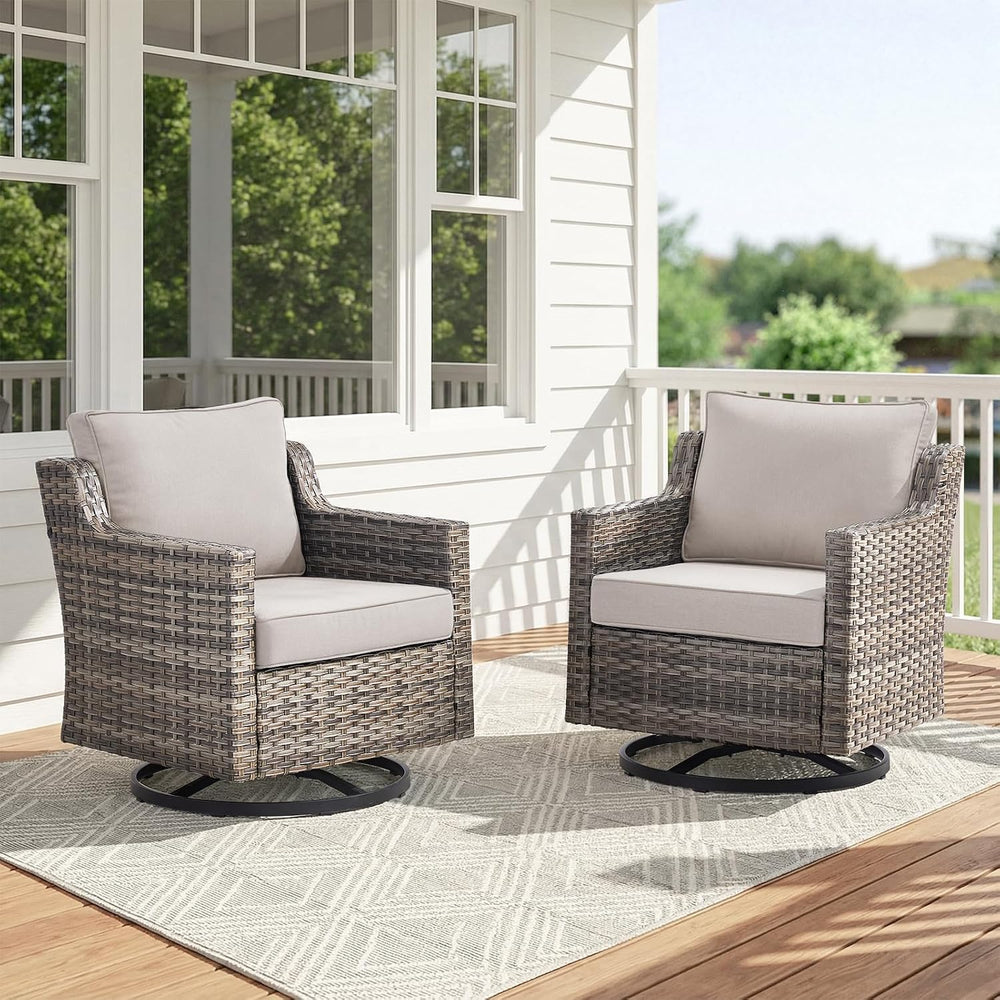 Belord Patio Wicker Swivel Rocker Patio Chairs, Outdoor Rattan Chairs for Dec...
