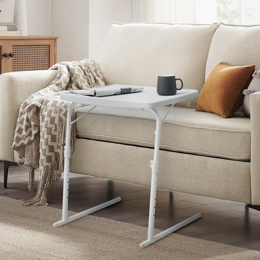 Athena Collection Adjustable TV Tray Table, White